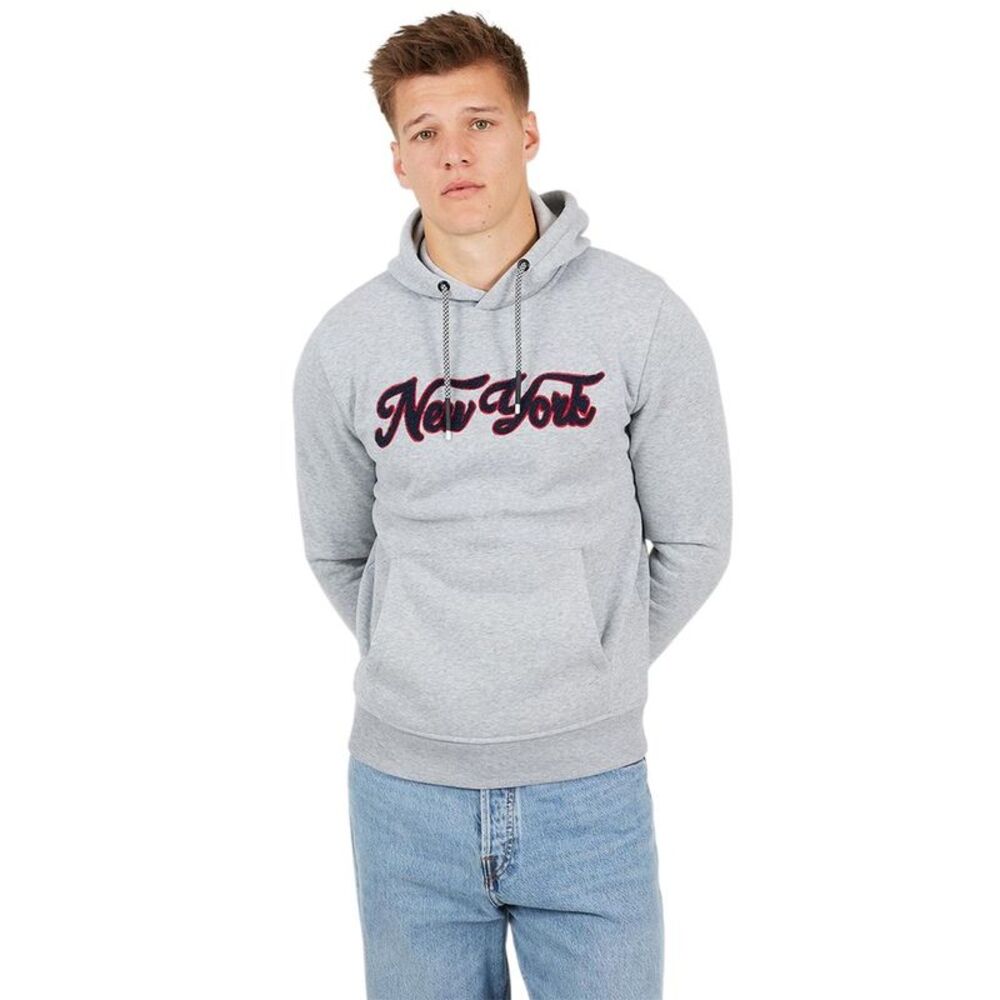 Brave Soul Mens Crossover Overhead Hoodie / Light Grey Marl